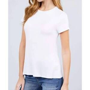 NEW ACTIVE BASIC women's eliza cotton jersey top in white